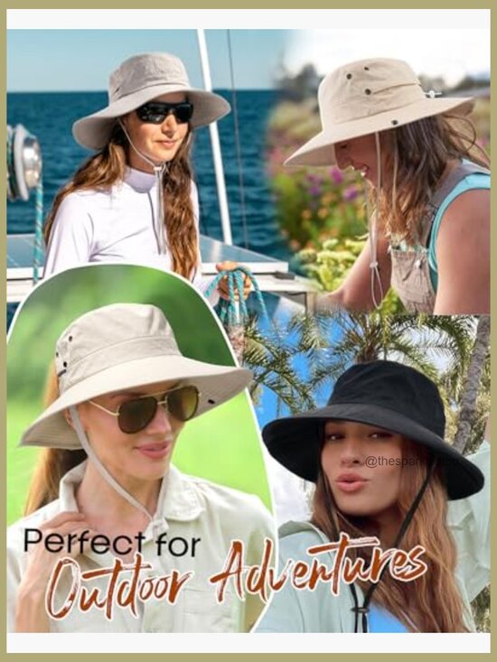 UPF 50+ Sun Hat with Ponytail Hole Wide Brim Outdoor Beach Bucket Hat main image 7